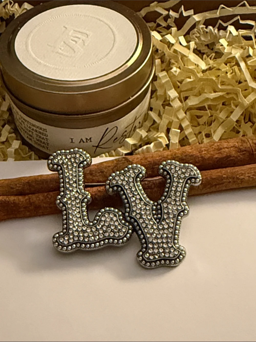 Fashion Jewelry Silver Crystal 'LV' Letter Brooch Pair
